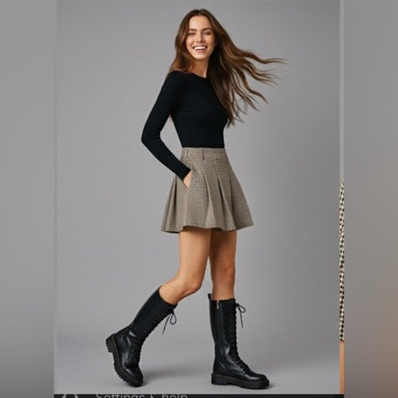 Hounds Tooth Pleated Skort - Picture 3 of 6